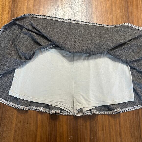 American Eagle Pleated Brown Plaid Mini Skirt With Shorts, Preppy, size XL - Picture 6 of 8